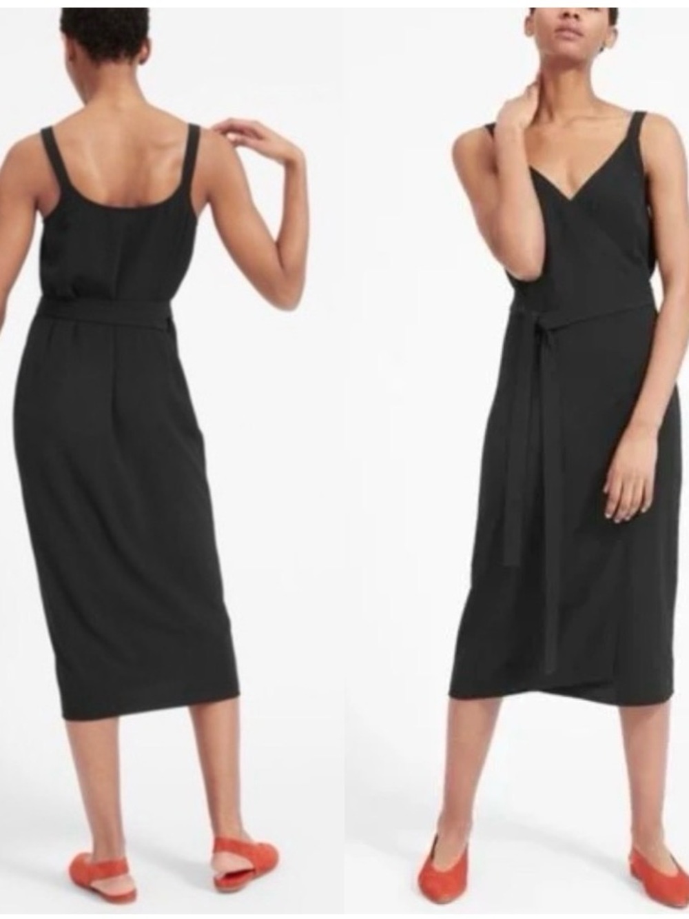 Everlane Black Size 12 Midi Wrap Dress